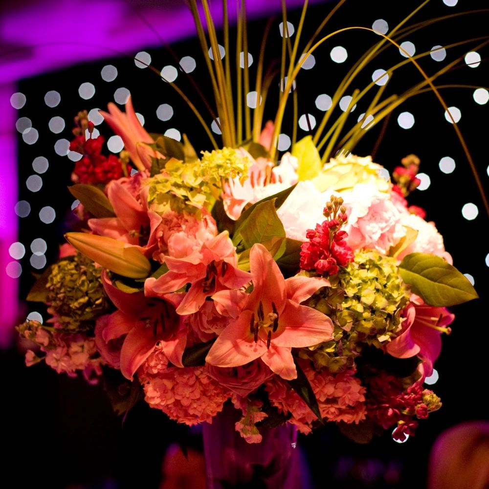 Impressive talbe centerpiece at the wedding set-up at Royal Garden Hotel.